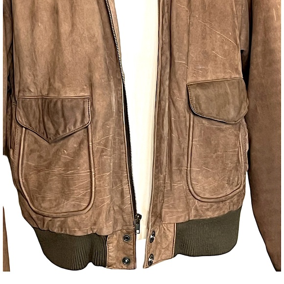 Wilsons Adventure Bound Leather Bomber Jacket Brown Men’s L Distressed Vintage - Picture 5 of 12